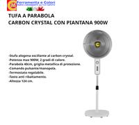Stufa A Parabola Oscillante CARBON CRYSTAL 900W Con Piantana H 124cm Ø40cm [EEK: A+++]