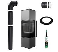 Stufa a Pavimento KRATKI REN M Sinistra 7 kW Ø150 NERA Kit Montaggio