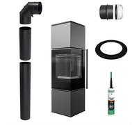 Stufa a Pavimento KRATKI REN M Sinistra 7 kW Ø150 NERA Kit Montaggio [EEK: A]
