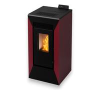 Stufa a pellet 44x45xH97cm 8 kw con capacità serbatoio 15 kg bordeaux
