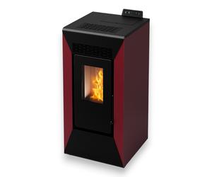 Stufa a pellet 44x45xH97cm 8 kw con capacità serbatoio 15 kg bordeaux