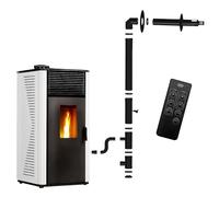 Stufa a pellet Anita 12 kW Bianco Sannover + Kit di installazione completo