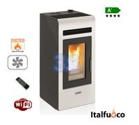 Stufa a pellet canalizzata Italfuoco Cayenne 12Kw 300 m³ bianca con telecomando