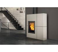 Stufa a Pellet EdilKamin Modello Blade 12++ Evo Profondità Ridotta cm 34,5 Colore Acciaio Bianco