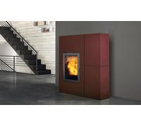 Stufa a Pellet EdilKamin Modello Blade 12++ Evo Profondità Ridotta cm 34,5 Colore Acciaio Bordeaux