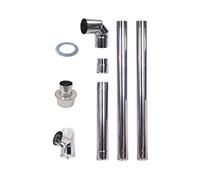 Stufa a pellet in acciaio inox 80 mm tubo di scarico AISI 304 2x1m Dritto canna fumaria gomito a 90 ° Tee tappo di pulizia Giunto connettore rosetta Tenditore per 80-150mm Calore resistente tubo