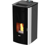 Stufa a pellet king 17dd idro bianca, termostufa ventilata 17kw-n, rivestimento in acciaio, con telecomando