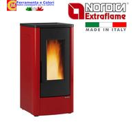 Nordica Extraflame Stufa a Pellet 3 kW Ventilata Volume 287 mc colore Bordeaux - 4280181 Dahiana