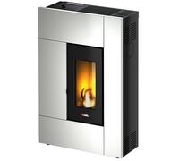 Stufa a pellet slim ventilata in metallo Bianca compatta Cadel Spirit 5,2 kW