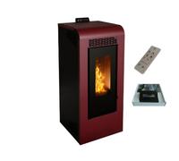 Stufa a Pellet Ventilata Canalizzata Giulia 10 Bordeaux 10,26 KW 4 Stelle 100 m2 riscaldabili (Stufa Canalizzata + Modulo Wifi + Telecomando)