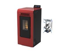 Stufa a pellet ventilata Luisa 9 Stagna 8,74 Kw Bordeaux 4 Stelle 83,7 m2 Riscaldabili On Fire Line (Stufa + Kit Canalizzazione)