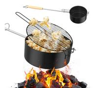Stufa a Pop-Corn per Fuoco da Camp in Acciaio Al Carbonio, Macchina per Pop-Corn Antiaderente per Esterni per Fuoco da Campo, Stufa a Pop-Corn Portatile per Casa, Barbecue, Campeggio e Giardino Party