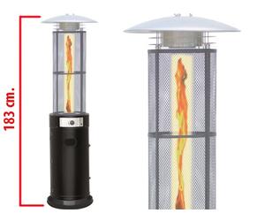 STUFA AEREA PIRAMIDE FUNGO A GAS FUOCO VIVO SMALL 11KW 25MQ TERMOPATIO CON RUOTE