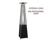 STUFA AEREA PIRAMIDE FUNGO A GAS TOTEM POTENZA 13 KW 25MQ TERMOPATIO COLORE NERO