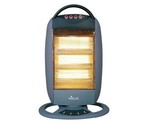 Stufa alogena elettrica per interno in ABS grigia da 1200 W oscillante Niklas