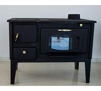 Stufa cucina a Legna e carbone in Acciaio 7/10Kw più FORNO con Piano in Ghisa