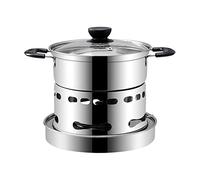 Stufa da campeggio con stufa alcolica in pentola, mini matrice per campeggio portatile, pentola in pentola calda con alcool in acciaio inossidabile esterno con pentola portatile