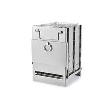 Stufa da campeggio portatile a legna con bollitore e borsa portaoggetti, ideale per cucinare all'aperto, barbecue in giardino e avventure attorno al fuoco.