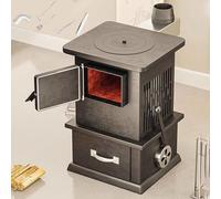 Stufa da campeggio portatile, stufa da esterno, struttura in ghisa, design con sfiato laterale, include paletta, gancio e pinze per il fuoco, per cucinare tutti i giorni e riscaldare la casa