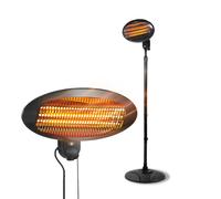 Avilia - Riscaldatore da Patio Verticale con 3 Livelli di Riscaldamento, Altezza Regolabile 130-200 cm, Testa Inclinabile a 45°, Riscaldamento Elettrico a Basso Consumo per Esterni