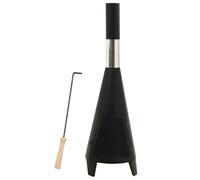 Stufa da giardino in acciaio con griglia parascintille e attizzatoio, camino da terrazza per esterni, 38 x 38 x 122 cm, nero