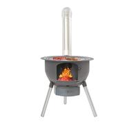 Stufa da terrazza nera, stufa a legna multifunzione con griglia, 3 anelli wok, robusto camino da esterno in acciaio per giardino, terrazza, campeggio, vassoio di raccolta della cenere e gancio per