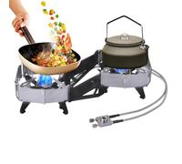 Stufa di campeggio a due fornelli, fornello portatile da campeggio, Stufa riscaldatore portatile per esterni, Parabrezza pieghevole ad alte prestazioni che cucina il bruciatore all'aperto per la com