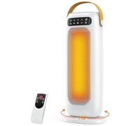 Stufa Elettrica, 1500W PTC Termoventilatore con Telecomando, Display Touch a LED, 4 Modalità, 1-10H Timer, Oscillazione 110°, Protezione da Surriscaldamento e Ribaltamento, Basso Consumo Riscaldatore