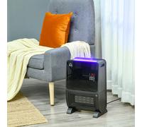 Stufa Elettrica 2in1 con Umidificatore, Luce LED 3 Colori, Timer e Telecomando, 33x21x49,5 cm, Nero