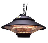 Stufa Elettrica ad Infrarossi Ø42,5 cm a Sospensione da Soffitto 1500W con Telecomando Nera