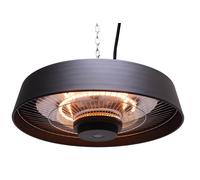 Stufa Elettrica ad Infrarossi Ø48,5 cm a Sospensione da Soffitto 2000W con Telecomando Nera