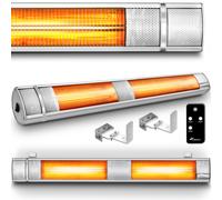 TRESKO Stufa a Infrarossi 3000W con Telecomando | Riscaldatore Elettrico Patio con 3 Livelli di Calore | Riscaldatore Patio Interno & Esterno | Riscaldatore a Parete Riscaldatore al Quarzo (Argento)