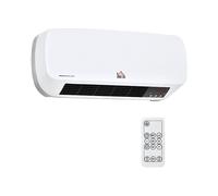 HOMCOM Stufa Ceramica1000W/2000W Elettrica a Parete con Telecomando, Temperatura Regolabile e Timer 12 Ore, Bianco Aosom Italy