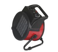 Stufa in ceramica Küken dal design professionale con termostato - 2 posizioni 1000W/2000W + aria fredda - Finitura rossa e nera - Ideale per stanze e ampi spazi.