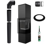 Stufa Indipendente KRATKI REN NERA L Destra 7 kW Ø150 Kit Montaggio