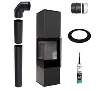Stufa Indipendente KRATKI REN NERA L Sinistra 7 kW Ø150 Kit Montaggio [EEK: A]