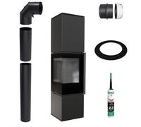 Stufa Indipendente KRATKI REN NERA L Sinistra 7 kW Ø150 Kit Montaggio