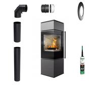 Stufa indipendente KRATKI REN S/L/BA1 7kW Ø150 Kit con chiusura porta