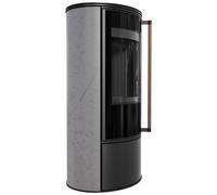 Stufa KRATKI ERIK Ø150 5 5kW GREY SATIN top acciaio nero manico Jatoba [EEK: A]