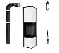 Stufa KRATKI TORA 8 kW ∅150 Nera + Vetro Bianco + Kit Accessori [EEK: A]