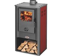 STUFA LEGNA ATENE IN ACCIAIO E GHISA COLORE ROSSO 7,2 KW