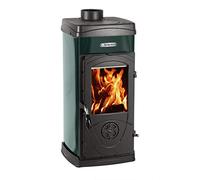 Nordica Extraflame Stufa a Legna Bruciatutto 5 Kw Volume 143 m3 Testata in Ghisa Rivestimento Acciaio Smaltato Colore Verde - Super Junior