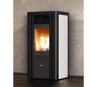 Stufa pellet Anselmo Cola PUPILLA 11kW in acciaio, top e frontalino in maiolica