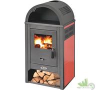 STUFA RISCALDAMENTO A LEGNA 48x45xh100 cm VIENNA BORDEAUX ACCIAIO GHISA 8/10 KW