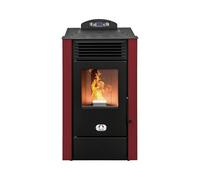 STUFE A PELLET ITALIA Alaska 10 KW | Stufa ad Aria Ventilata Efficienza 91% Scalda 85m² Autonomia 20H Programmabile 5 Velocità e Potenze Garanzia 24 Mesi Rosso