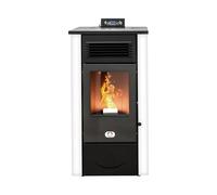 STUFE A PELLET ITALIA Canada 14 KW - Stufa ad Aria Ventilata Efficienza 89% Scalda 130m² Autonomia 15H Programmabile 5 Velocità e Potenze Garanzia 24 Mesi Bianco