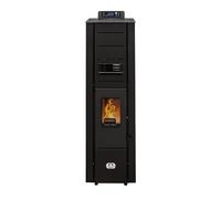 STUFE A PELLET ITALIA Colonna 10 Kw - Stufa ad Aria Ventilata Efficienza 85% Scalda 80m² Design Super Compatto Programmabile 5 Velocità e Potenze Garanzia 24 Mesi Nero