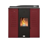 STUFE A PELLET ITALIA Italia 25 KW - Stufa a Pellet Idro per Riscaldamento e Acqua Calda Efficienza 90% Scalda 180m² Design Slim Autonomia 16H Programmabile 5 Potenze Garanzia 24 Mesi Rosso
