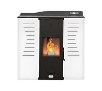 STUFE A PELLET ITALIA Italia 25 KW - Stufa a Pellet Idro per Riscaldamento e Acqua Calda Efficienza 90% Scalda 180m² Design Slim Autonomia 16H Programmabile 5 Potenze Garanzia 24 Mesi Bianco