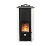 STUFE A PELLET ITALIA Manhattan 24 KW WiFi - Stufa a Pellet Idro per Riscaldamento e Acqua Calda Efficienza 92% Scalda 180m² Autonomia 22H Programmabile 5 Velocità e Potenze Garanzia 24 Mesi Bianco